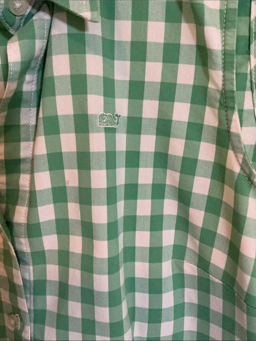 Vineyard Vines Green and White Gingham Midi Shirt Dress - Picture 2 of 7